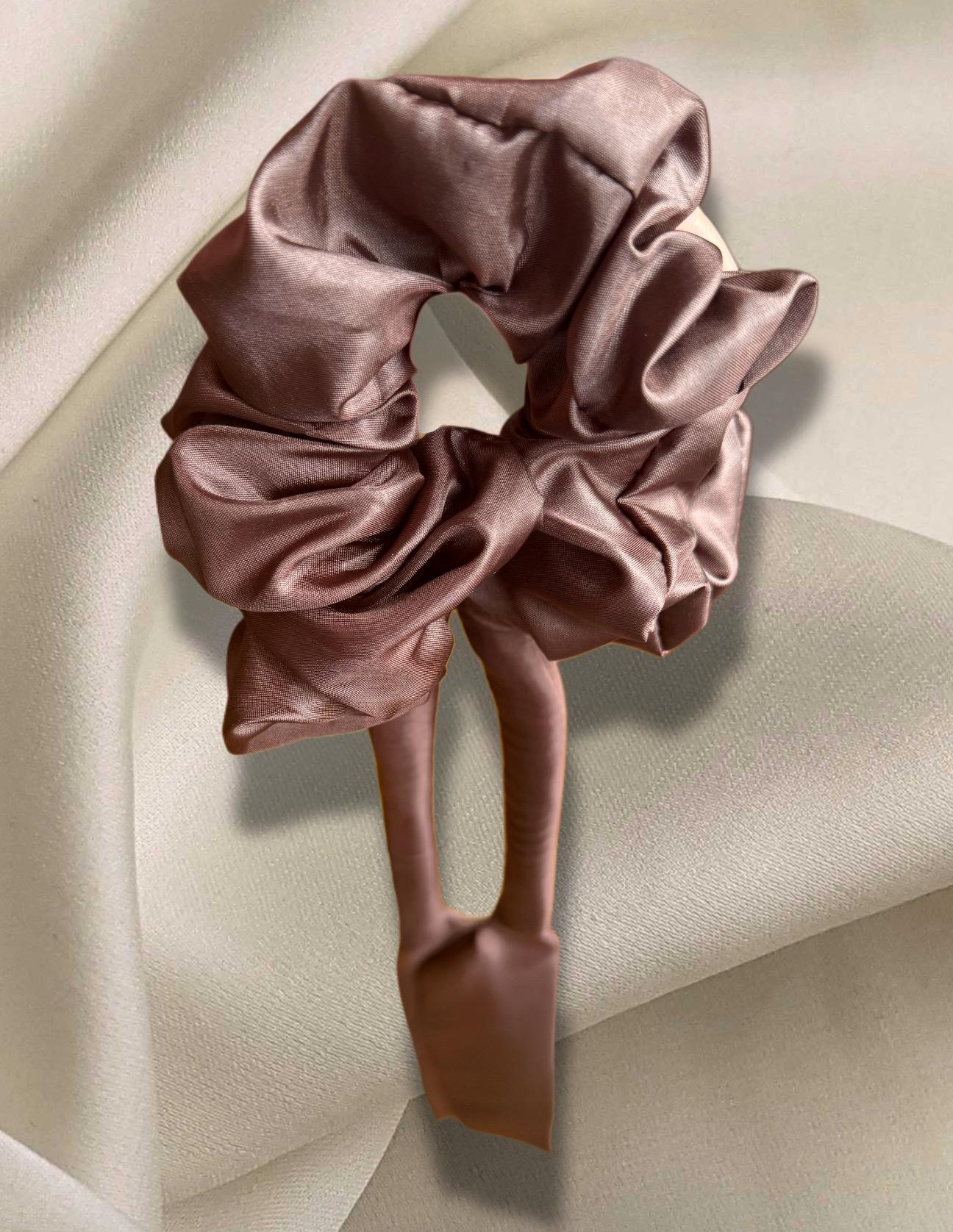 Brown Silky Scrunchie Hair Curler with Long Tails - Heatless Curls