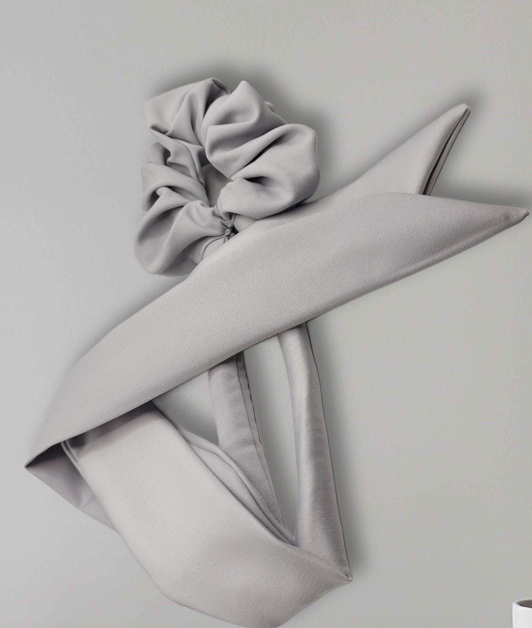 Grey Satin Heatless Hair Curler Scrunchie, No Damage Waves