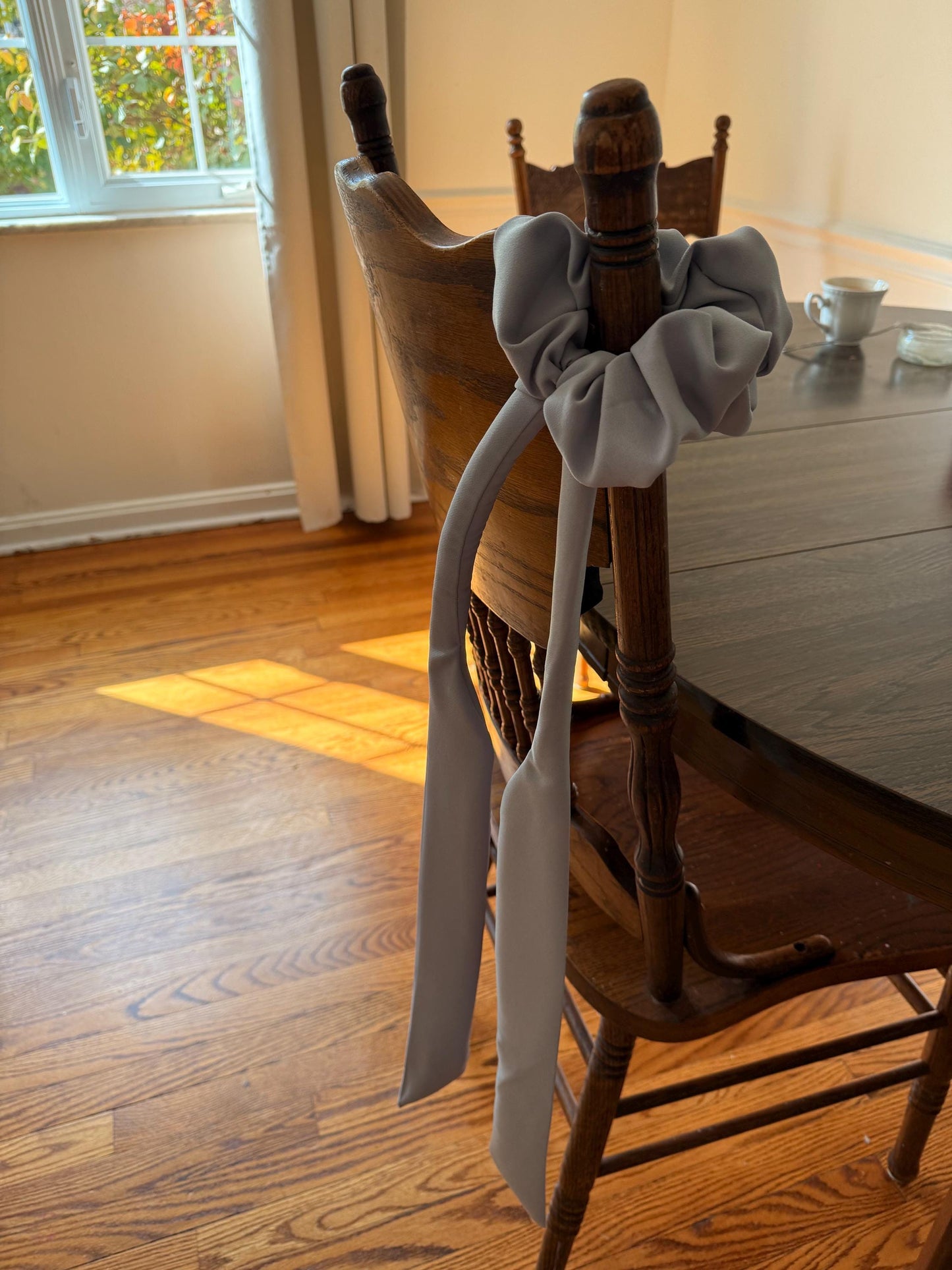 Grey Satin Heatless Hair Curler Scrunchie, No Damage Waves