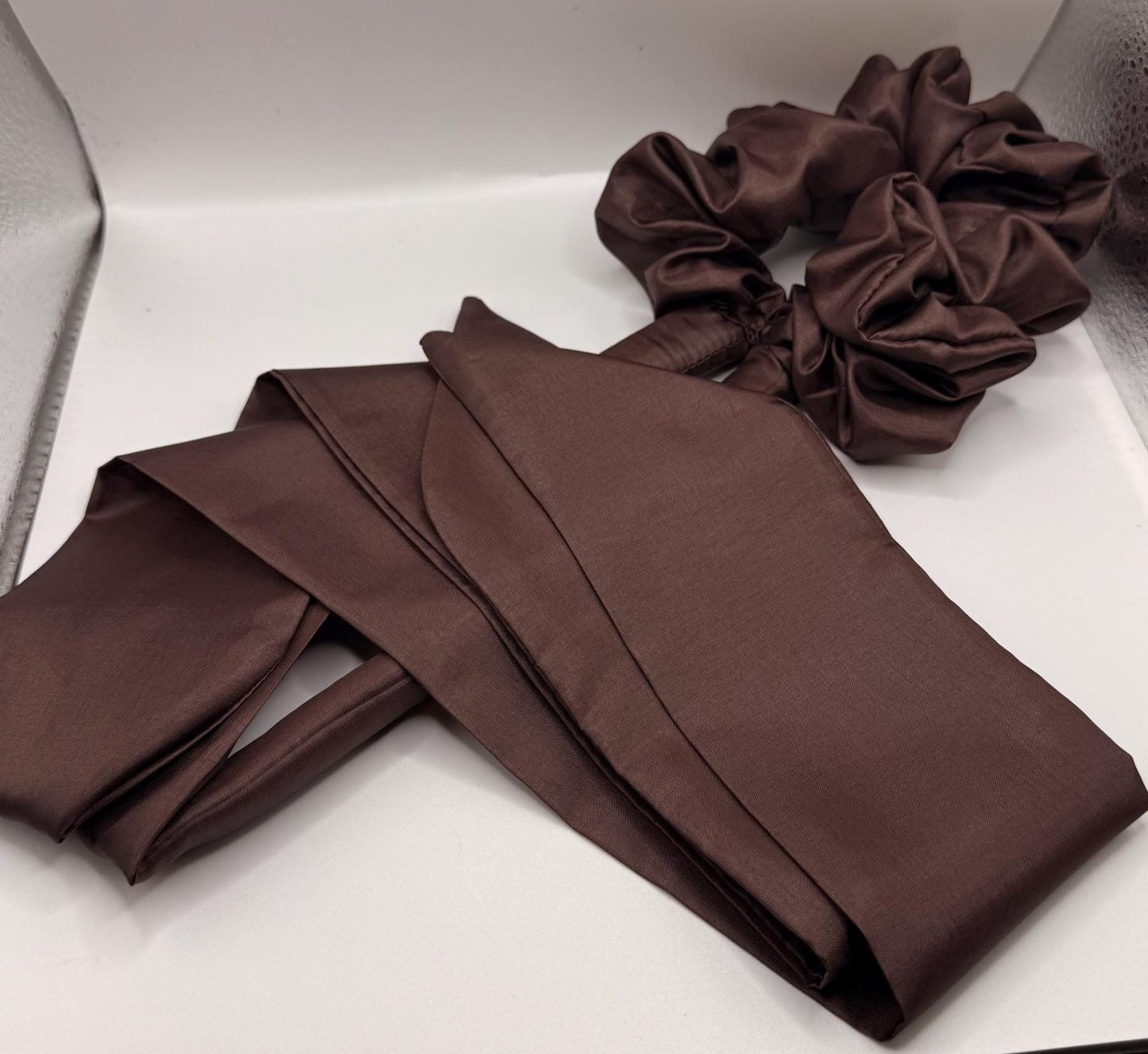 Brown Silky Scrunchie Hair Curler with Long Tails - Heatless Curls