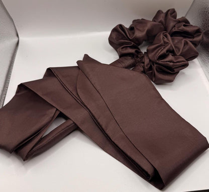 Brown Silky Scrunchie Hair Curler with Long Tails - Heatless Curls