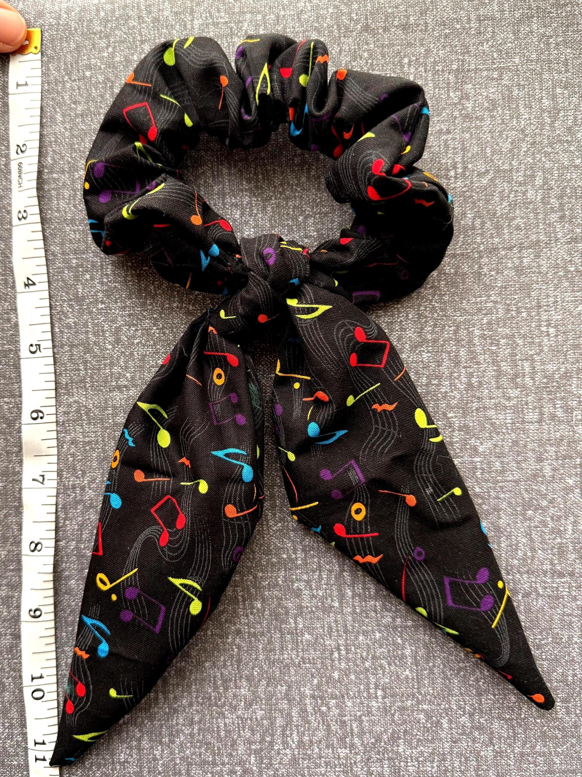 Handmade Music Note Scrunchie, Bunny Ear Bow, Musician Gift